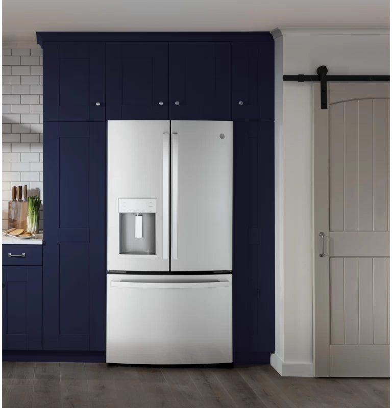 GE ENERGY STAR 22.1 Cu. Ft. Counter-Depth Fingerprint Resistant French-Door Refrigerator - Gray (GYE22GYNFS)