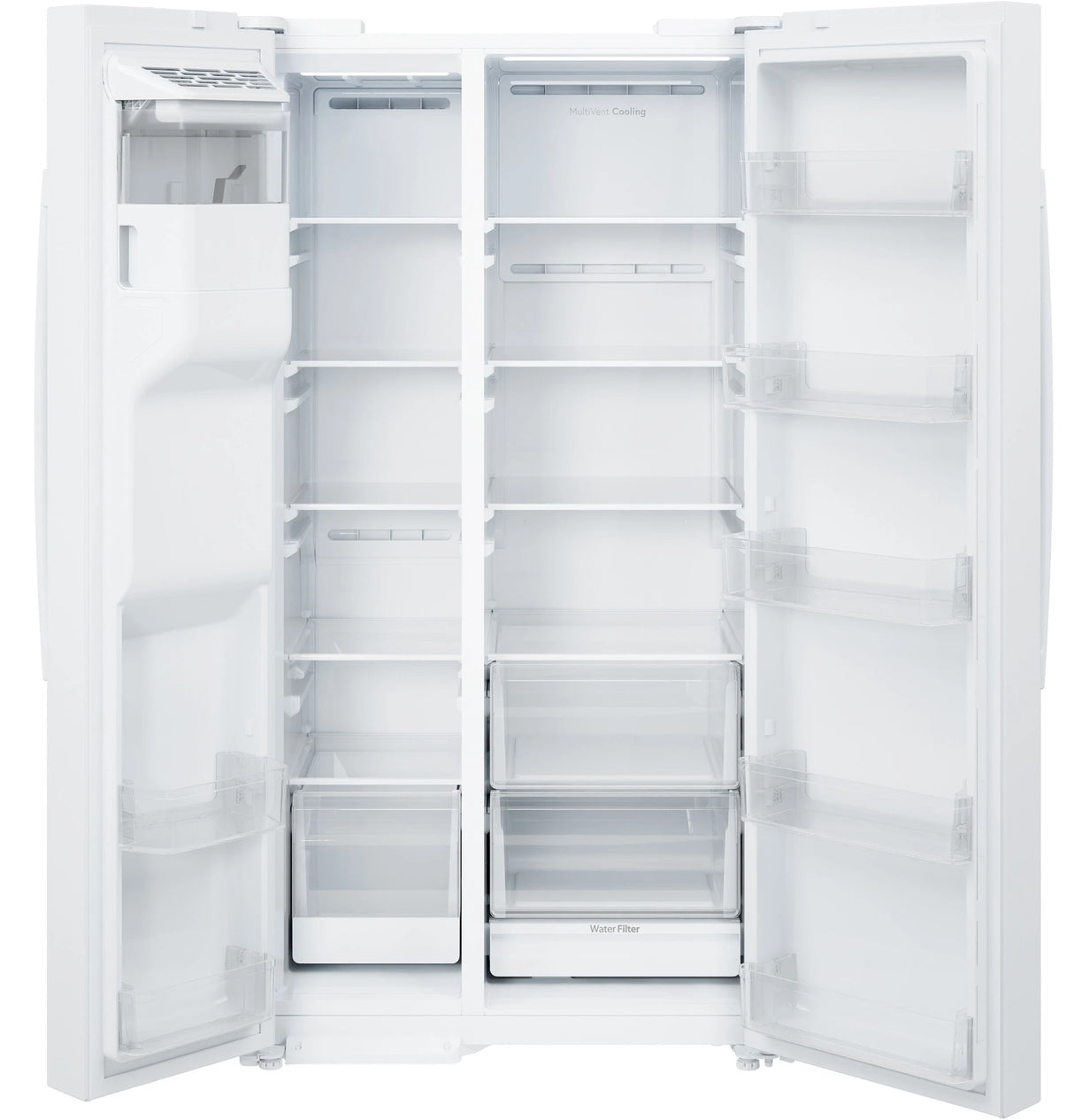GE  23.6 Cu. Ft. Counter-Depth Side-By-Side Refrigerator with Extra Tall Dispenser and In-Door Icemaker - White (GZE24NGYWW)