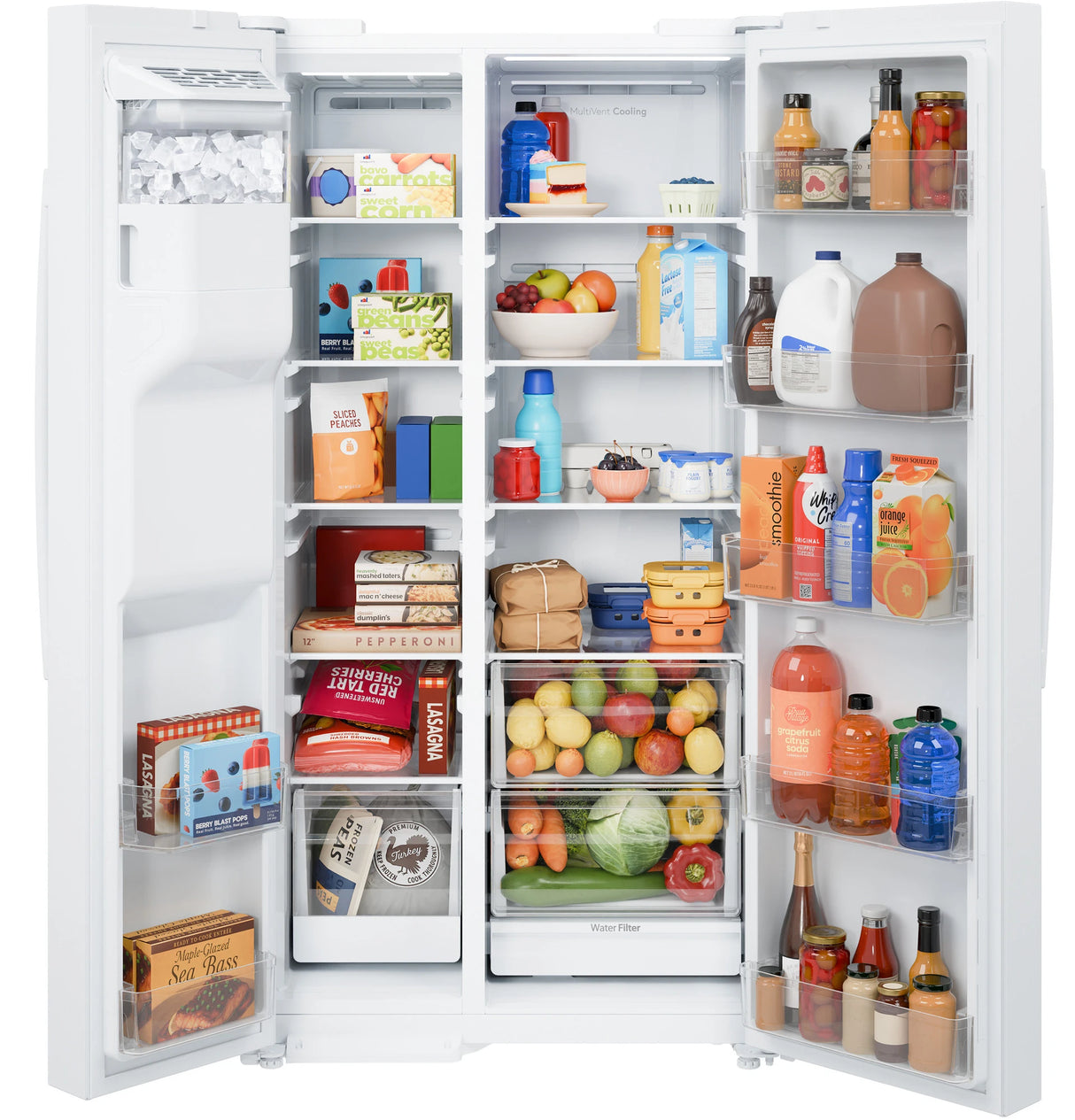 GE  23.6 Cu. Ft. Counter-Depth Side-By-Side Refrigerator with Extra Tall Dispenser and In-Door Icemaker - White (GZE24NGYWW)