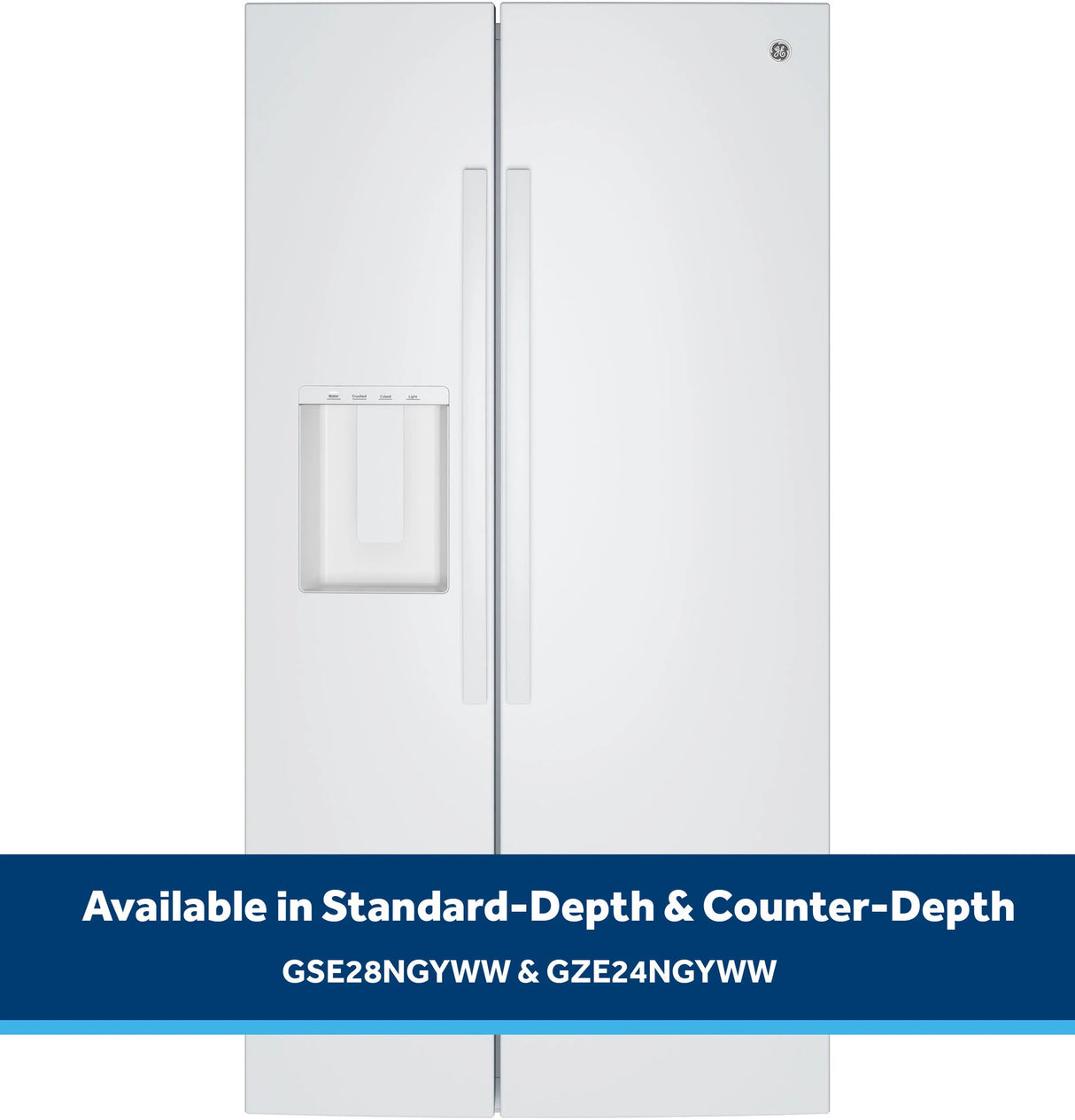 GE  23.6 Cu. Ft. Counter-Depth Side-By-Side Refrigerator with Extra Tall Dispenser and In-Door Icemaker - White (GZE24NGYWW)