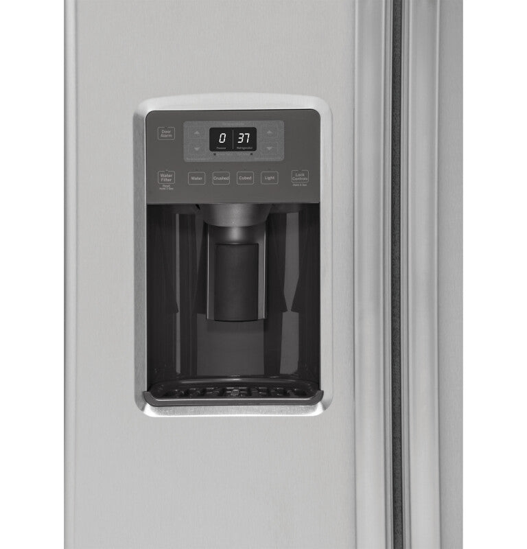 GE  21.9 Cu. Ft. Counter-Depth Side-By-Side Refrigerator - Stainless Steel (GZS22DSJSS)