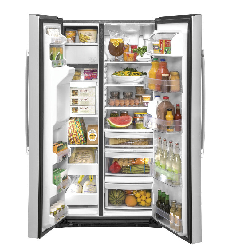 GE  21.8 Cu. Ft. Counter-Depth Fingerprint Resistant Side-By-Side Refrigerator - Fingerprint Resistant Stainless (GZS22IYNFS)