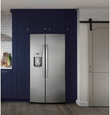 GE  21.8 Cu. Ft. Counter-Depth Fingerprint Resistant Side-By-Side Refrigerator - Fingerprint Resistant Stainless (GZS22IYNFS)