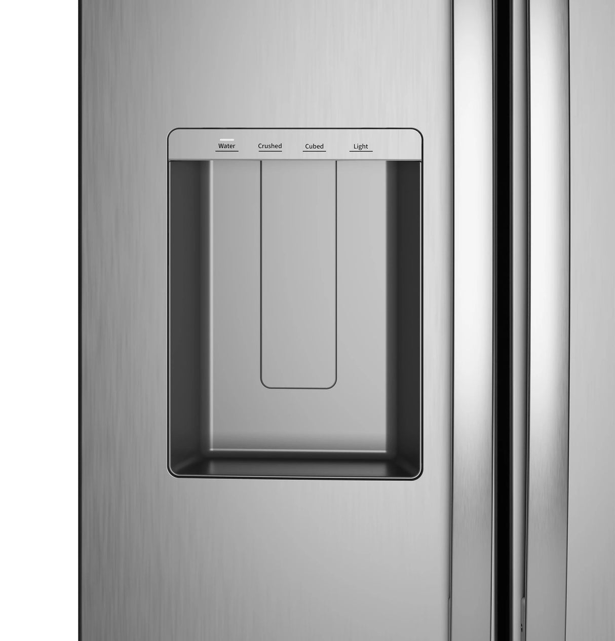 GE  23.5 Cu. Ft. Counter-Depth Side-By-Side Refrigerator with LED Light Walls and Extra Tall Dispenser - Fingerprint Resistant Stainless (GZS24PYYFS)