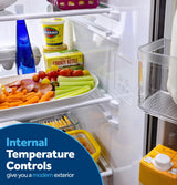 GE  23.5 Cu. Ft. Counter-Depth Side-By-Side Refrigerator with LED Light Walls and Extra Tall Dispenser - Fingerprint Resistant Stainless (GZS24PYYFS)