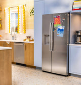 GE  23.5 Cu. Ft. Counter-Depth Side-By-Side Refrigerator with LED Light Walls and Extra Tall Dispenser - Fingerprint Resistant Stainless (GZS24PYYFS)