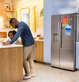 GE  23.5 Cu. Ft. Counter-Depth Side-By-Side Refrigerator with LED Light Walls and Extra Tall Dispenser - Fingerprint Resistant Stainless (GZS24PYYFS)