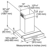 THERMADOR  Masterpiece® Drawer Chimney Wall Hood 36'' - Stainless Steel (HDDB36WS)