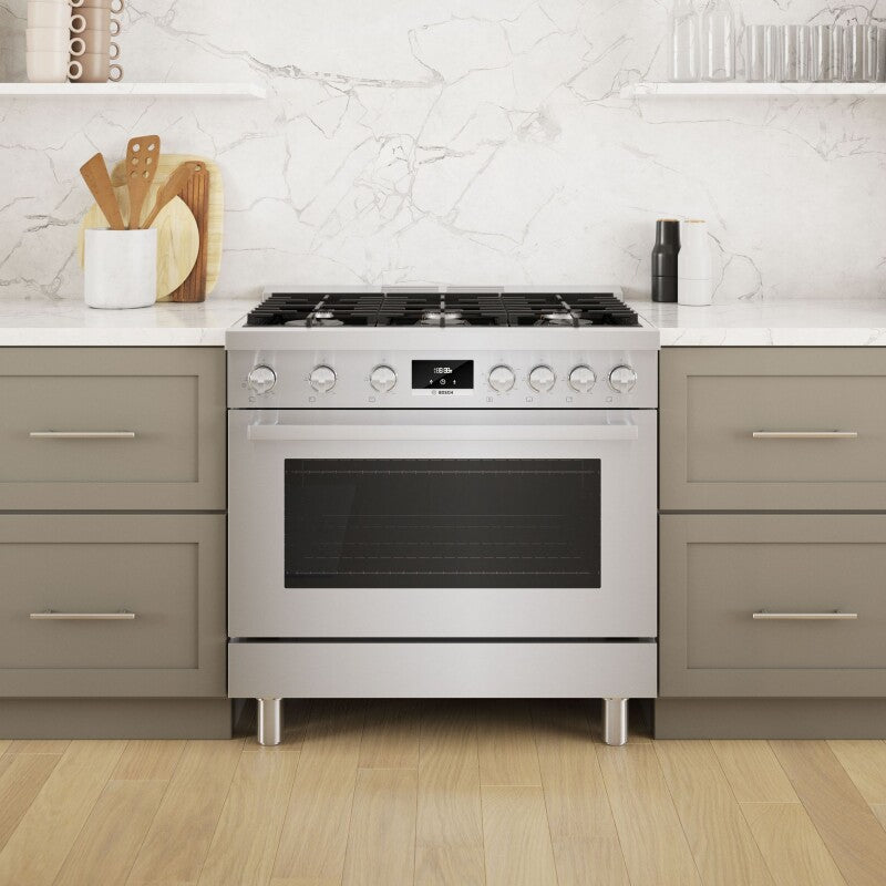 BOSCH 800 Series Dual Fuel Freestanding Range 36'' - Stainless Steel (HDS8655U)