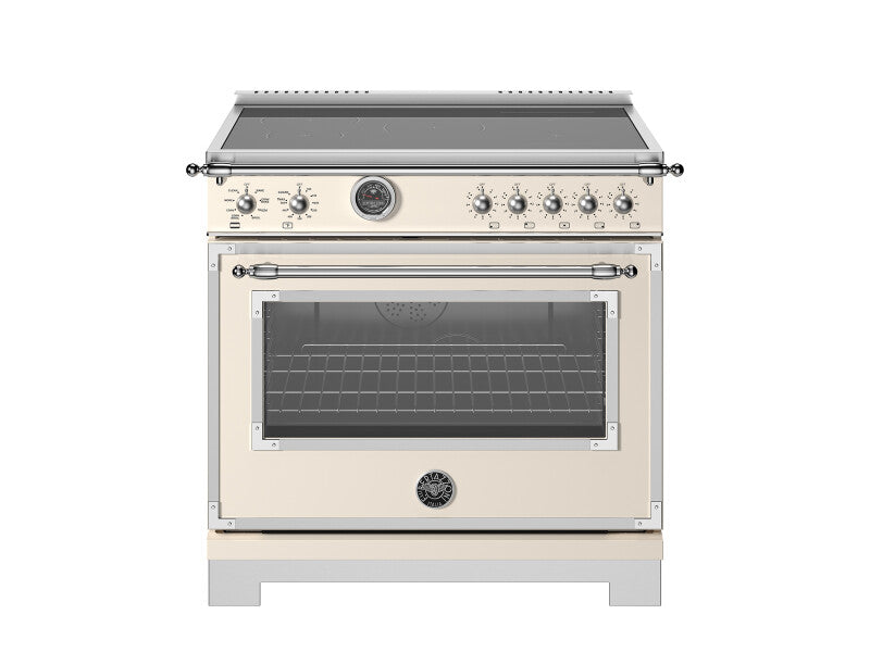 BERTAZZONI  36 inch Induction Range, 5 Heating Zones and Cast Iron Griddle, Electric Self-Clean Oven - Avorio (HER365ICFEPAVT)