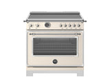 BERTAZZONI  36 inch Induction Range, 5 Heating Zones and Cast Iron Griddle, Electric Self-Clean Oven - Avorio (HER365ICFEPAVT)