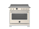 BERTAZZONI  36 inch Induction Range, 5 Heating Zones and Cast Iron Griddle, Electric Self-Clean Oven - Avorio (HER365ICFEPAVT)