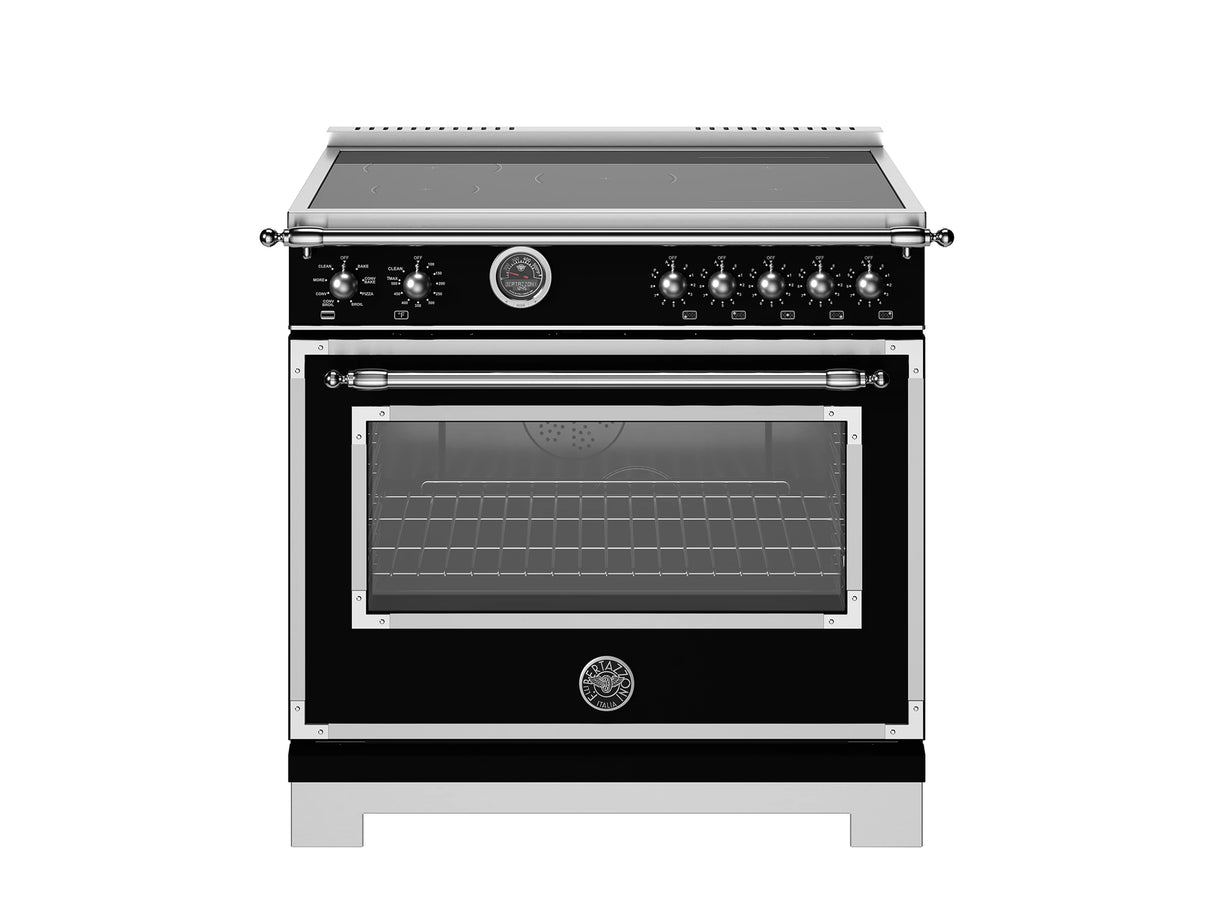 BERTAZZONI  36 inch Induction Range, 5 Heating Zones and Cast Iron Griddle, Electric Self-Clean Oven - Nero (HER365ICFEPNET)