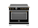 BERTAZZONI  36 inch Induction Range, 5 Heating Zones and Cast Iron Griddle, Electric Self-Clean Oven - Gold Accents - Nero (HER365ICFEPNG)