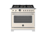 BERTAZZONI  36 inch All Gas Range, 6 Brass Burners and Cast Iron Griddle - Avorio (HER366BCFGMAVT)