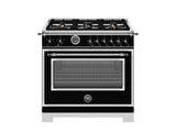 BERTAZZONI  36 inch All Gas Range, 6 Brass Burners and Cast Iron Griddle - Nero Matt (HER366BCFGMNET)