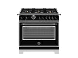 BERTAZZONI  36 inch All Gas Range, 6 Brass Burners and Cast Iron Griddle - Nero Matt (HER366BCFGMNET)