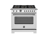 BERTAZZONI  36 inch All Gas Range, 6 Brass Burners and Cast Iron Griddle - Stainless Steel (HER366BCFGMXT)