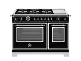 BERTAZZONI  48 inch Dual Fuel Range, 6 Brass Burners and Griddle, Electric Self-Clean Oven - Nero Matt (HER486BTFEPNET)