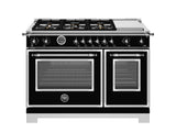 BERTAZZONI  48 inch Dual Fuel Range, 6 Brass Burners and Griddle, Electric Self-Clean Oven - Nero Matt (HER486BTFEPNET)