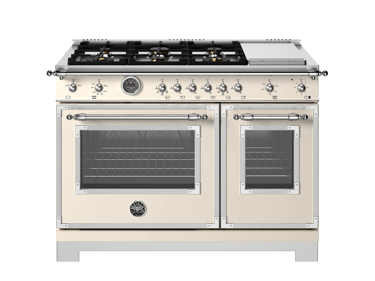 BERTAZZONI  48 inch All-Gas Range 6 Brass Burner and Griddle - Avorio (HER486BTFGMAVT)