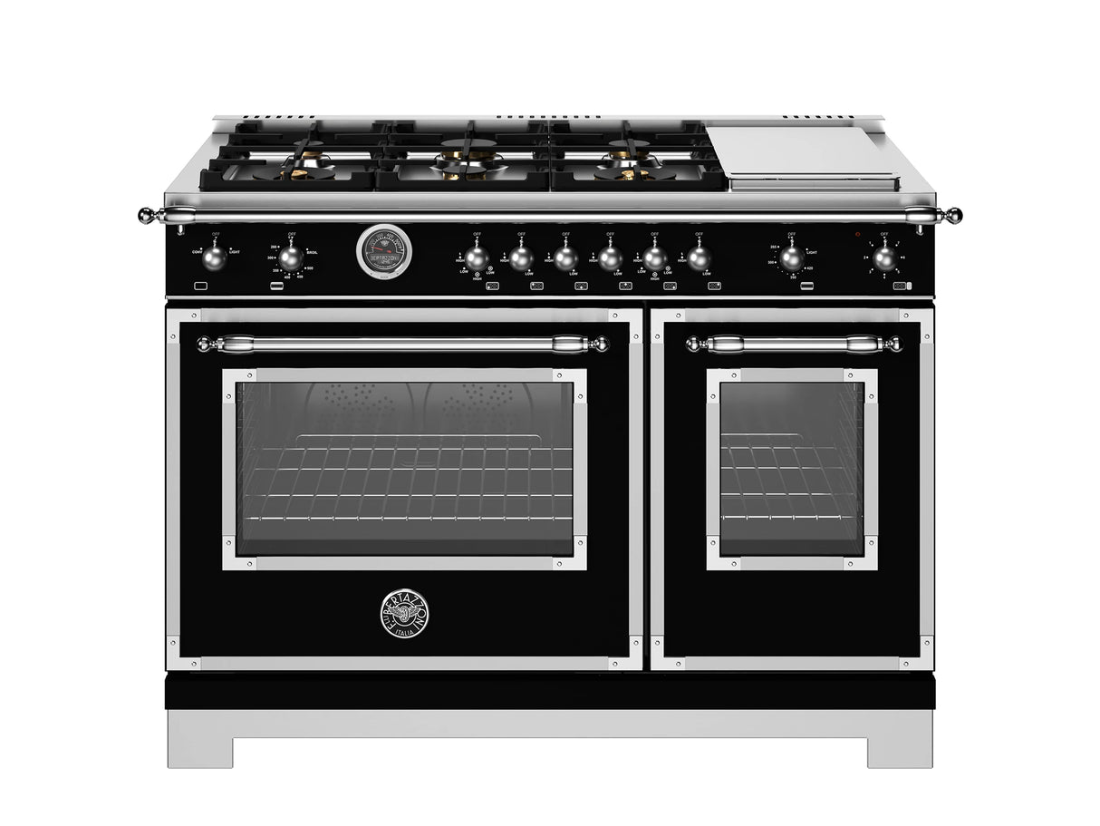 BERTAZZONI  48 inch All-Gas Range 6 Brass Burner and Griddle - Nero Matt (HER486BTFGMNET)