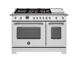 BERTAZZONI  48 inch All-Gas Range 6 Brass Burner and Griddle - Stainless Steel (HER486BTFGMXT)