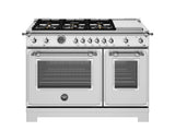 BERTAZZONI  48 inch All-Gas Range 6 Brass Burner and Griddle - Stainless Steel (HER486BTFGMXT)