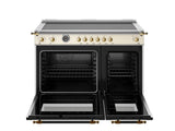 BERTAZZONI  48 inch Induction Range, 6 Heating Zones and Cast Iron Griddle, Electric Self-Clean Oven - Gold Accents - Avorio (HER486IGFEPAG)