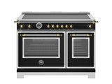 BERTAZZONI  48 inch Induction Range, 6 Heating Zones and Cast Iron Griddle, Electric Self-Clean Oven - Gold Accents - Nero Matt (HER486IGFEPNG)