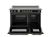 BERTAZZONI  48 inch Induction Range, 6 Heating Zones and Cast Iron Griddle, Electric Self-Clean Oven - Gold Accents - Nero Matt (HER486IGFEPNG)