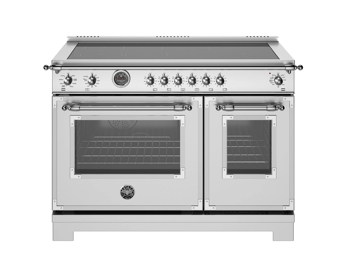 BERTAZZONI  48 inch Induction Range, 6 Heating Zones and Cast Iron Griddle, Electric Self-Clean Oven - Stainless Steel (HER486IGFEPXT)