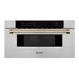 ZLINE Autograph Edition 30" 1.2 cu. ft. Built-In Microwave Drawer with Champagne Bronze Accents - Stainless Steel (MWDZ30CB)