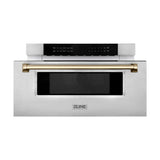 ZLINE Autograph Edition 30" 1.2 cu. ft. Built-In Microwave Drawer with Champagne Bronze Accents - Stainless Steel (MWDZ30CB)