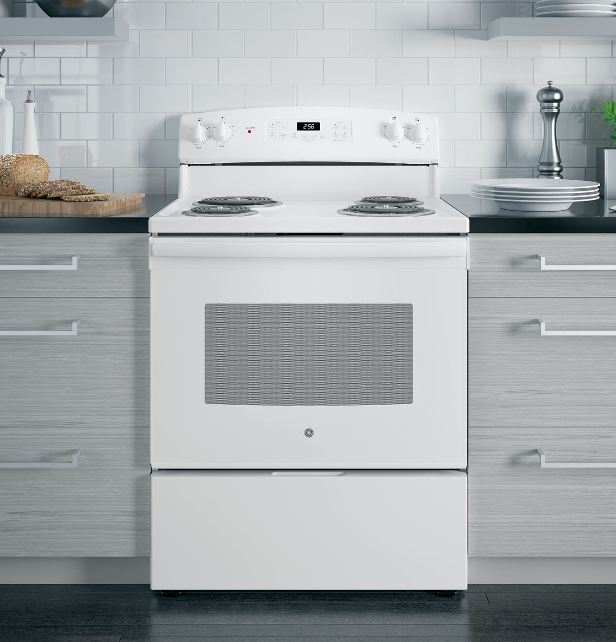 GE  30" Free-Standing Self-Clean Electric Range - White (JB256DMWW)