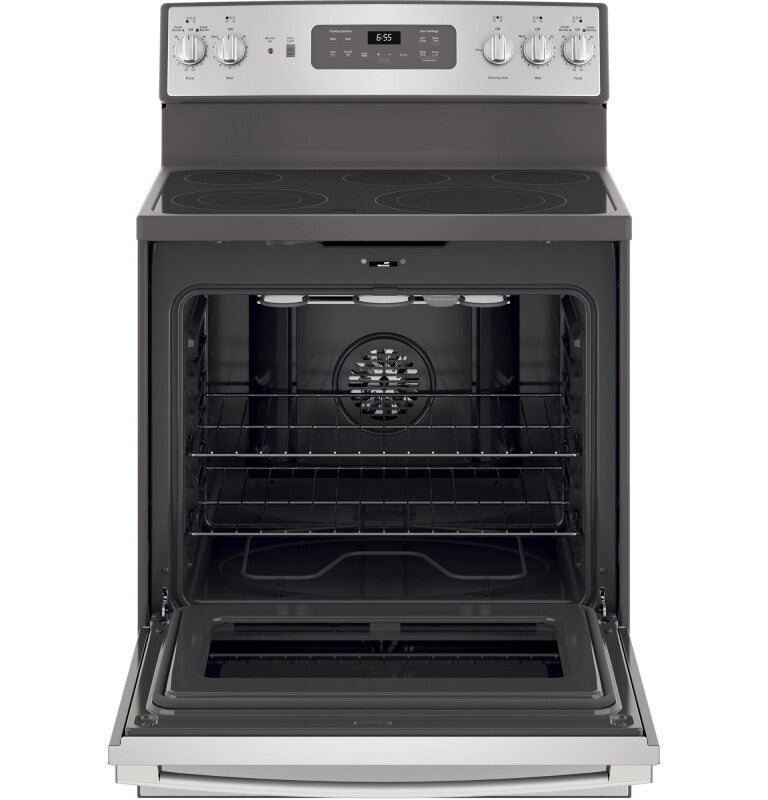 GE 30" Free-Standing Electric Convection Fingerprint Resistant Range - Stainless Steel (JB655YKFS)