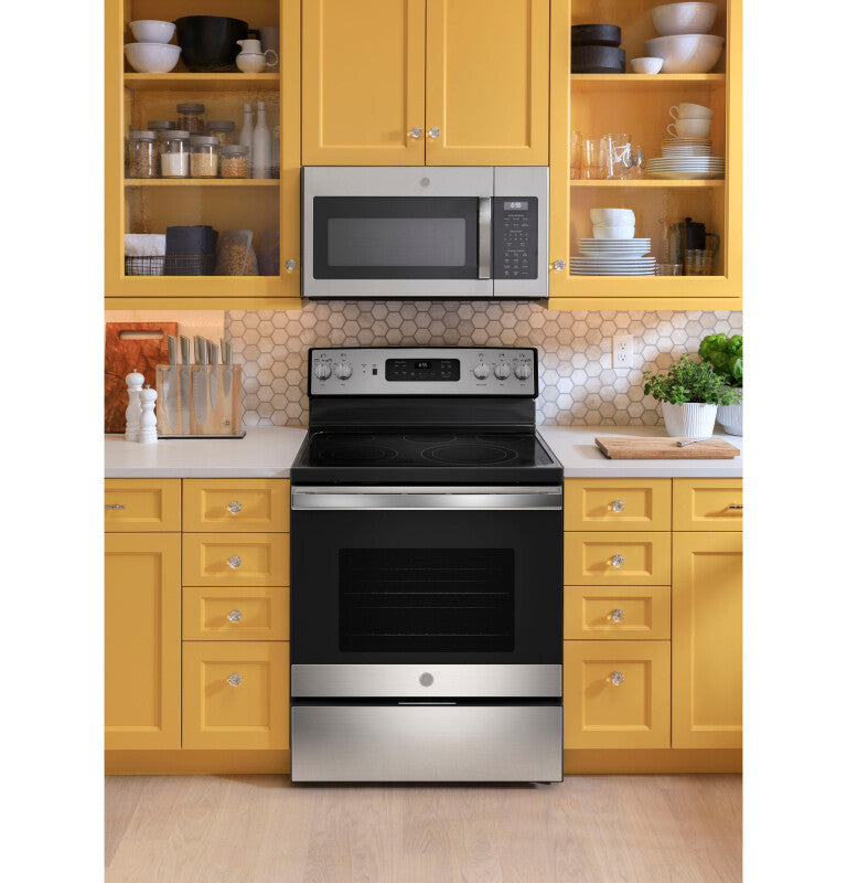 GE 30" Free-Standing Electric Convection Fingerprint Resistant Range - Stainless Steel (JB655YKFS)