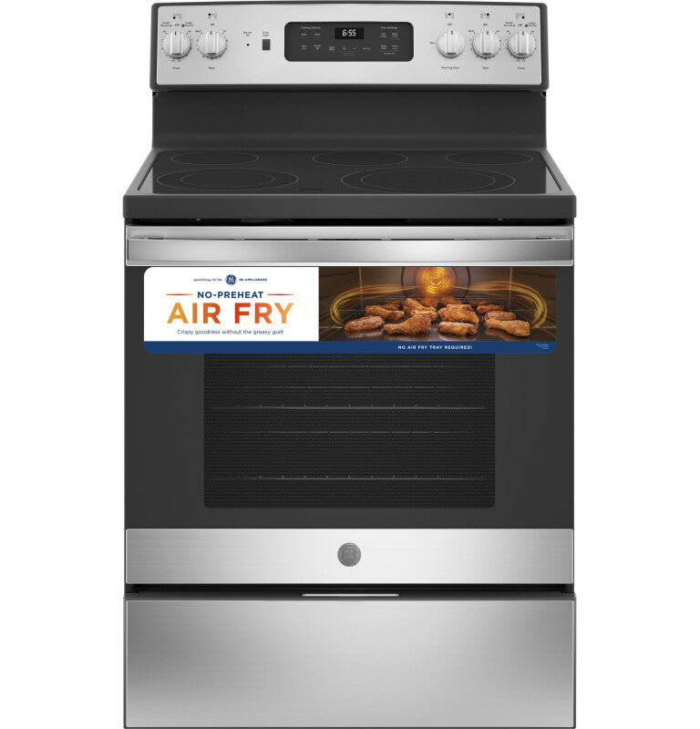 GE 30" Free-Standing Electric Convection Fingerprint Resistant Range - Stainless Steel (JB655YKFS)