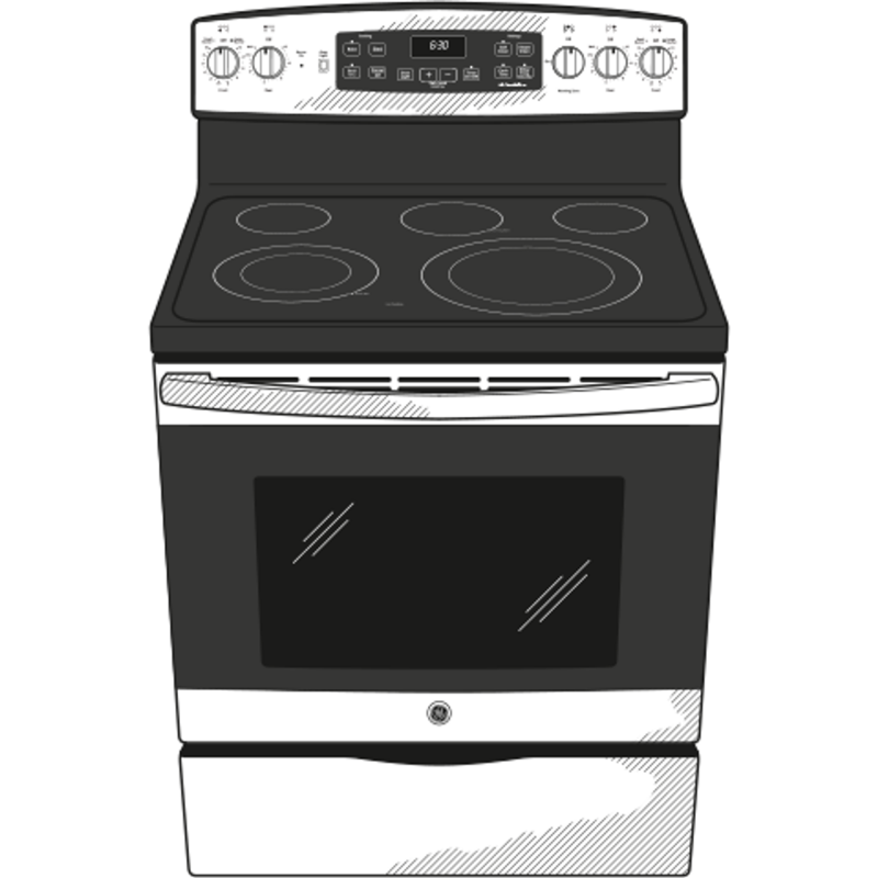 GE 30" Free-Standing Electric Convection Fingerprint Resistant Range - Stainless Steel (JB655YKFS)
