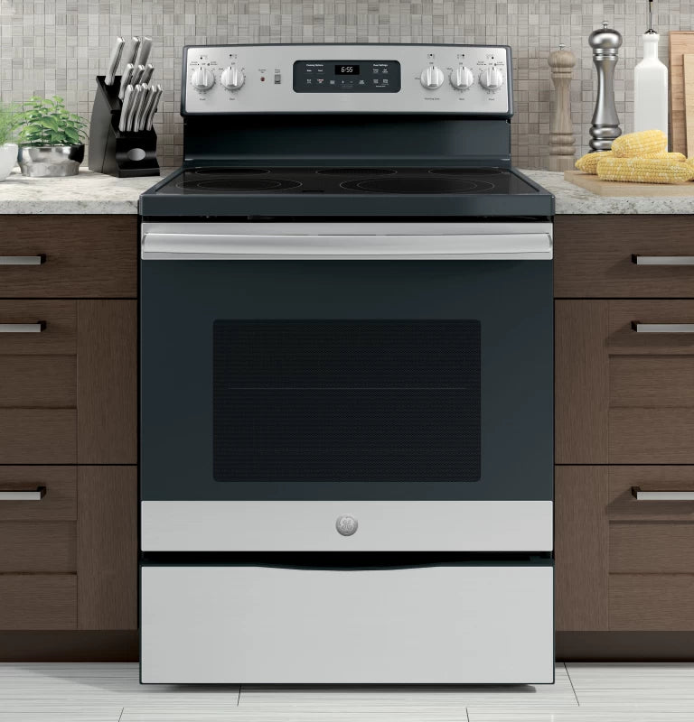 GE 30" Free-Standing Electric Convection Fingerprint Resistant Range -  (JB655YKFS)