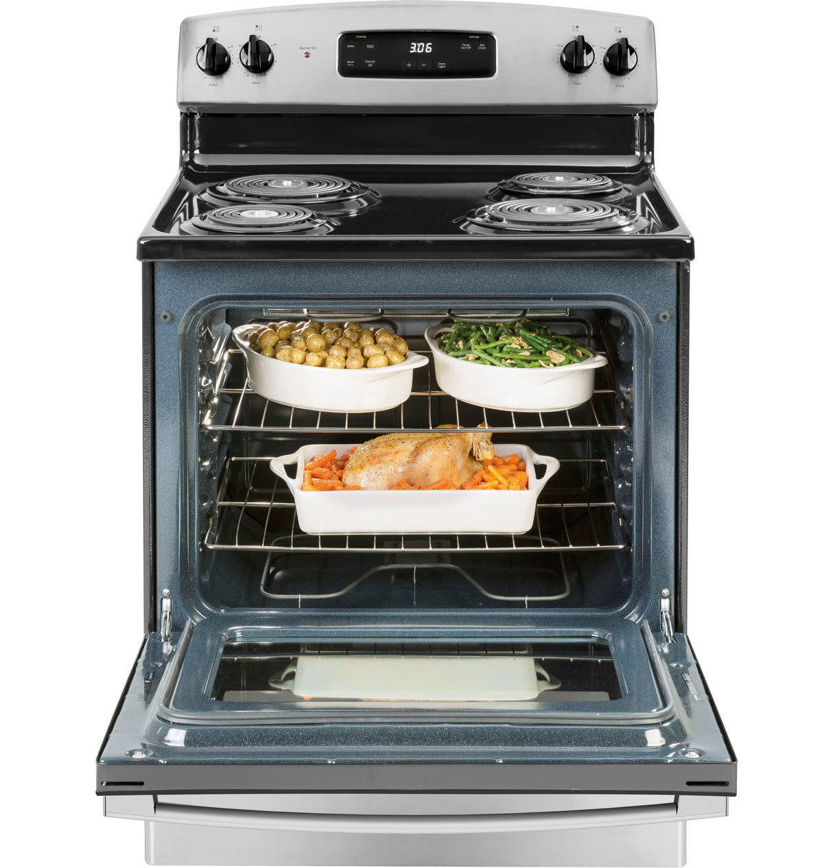 GE  30" Free-Standing Electric Range - Stainless Steel (JBS360RTSS)
