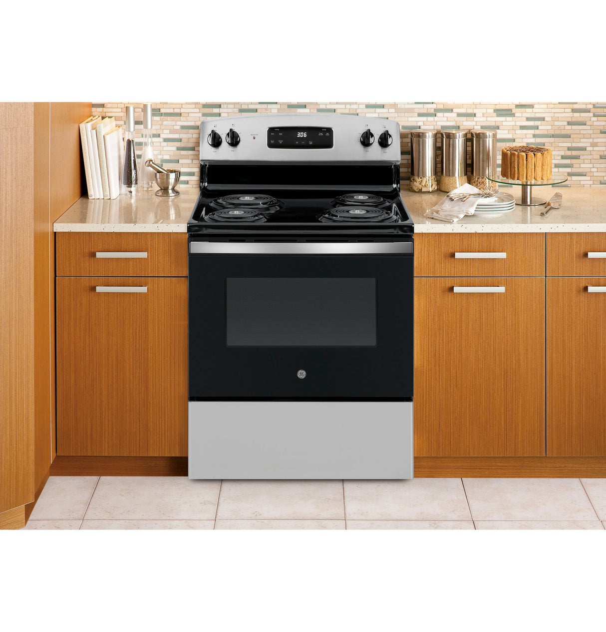 GE  30" Free-Standing Electric Range - Stainless Steel (JBS360RTSS)