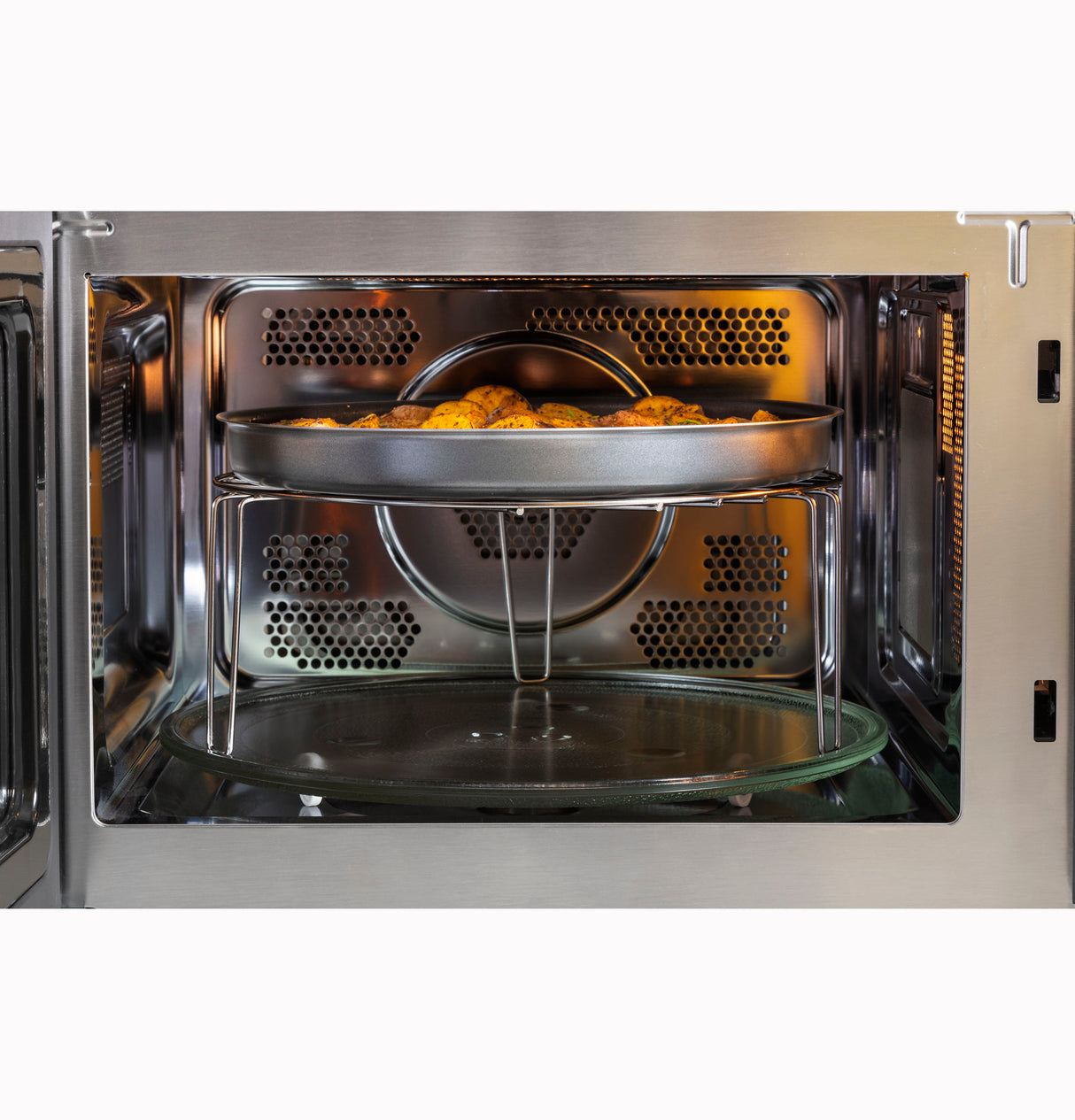 GE 1.0 Cu. Ft. Capacity Countertop Convection Microwave Oven with Air Fry - Stainless Steel (JES1109RRSS)