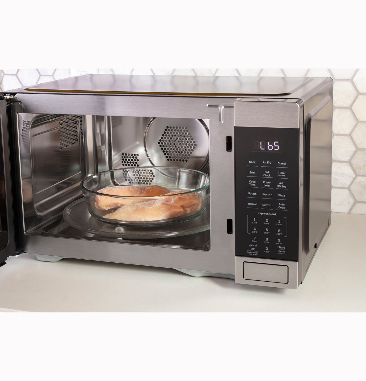 GE 1.0 Cu. Ft. Capacity Countertop Convection Microwave Oven with Air Fry - Stainless Steel (JES1109RRSS)