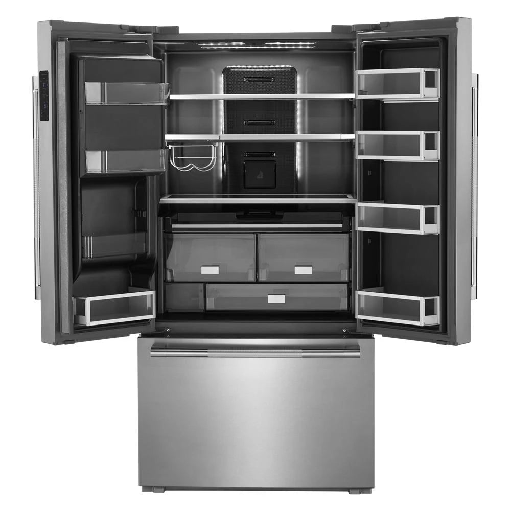 JENNAIR  Rise™ 36” Counter-depth French Door Refrigerator With Obsidian Interior - Stainless Steel (JFFCC72EHL)