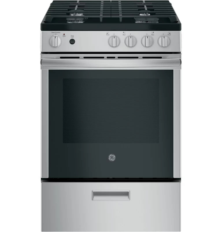 GE 24"  Steam Clean Free-Standing/Slide-in Gas Range - Stainless Steel (JGAS640RMSS)