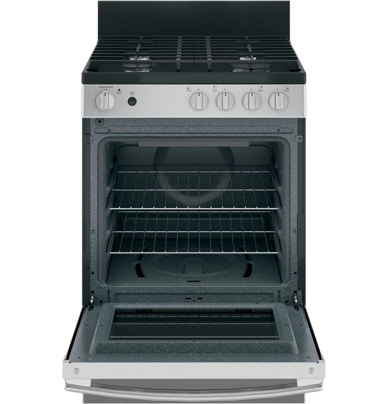 GE 24"  Steam Clean Free-Standing/Slide-in Gas Range - Stainless Steel (JGAS640RMSS)