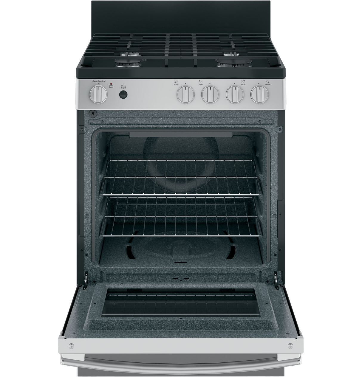 GE 24" Steam Clean Free-Standing/Slide-in Gas Range - Stainless Steel/Black (JGAS640RMSS)
