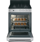 GE  24" Steam Clean Free-Standing/Slide-in Gas Range - Stainless Steel/Black (JGAS640RMSS)