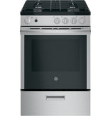 GE  24" Steam Clean Free-Standing/Slide-in Gas Range - Stainless Steel/Black (JGAS640RMSS)